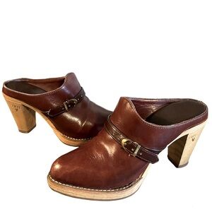 FRYE Vintage 1970’s Leather And Wood Clogs